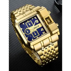 Men's Street Style Rectangle Dial Quartz Watch, Fashion Watch for Party, Fashionable Party Watch, Daily Clothing Decor, Trendy All-match & Exquisite Watch for Birthday Gift with Box