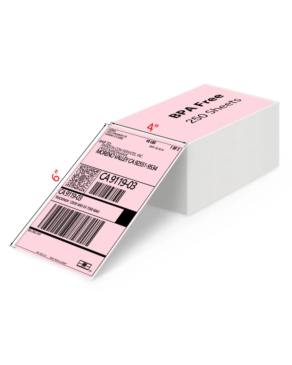Jadens 4-Inch Foldable Thermal Sticker Labels, 4"x6" Waterproof, Anti-Friction, BPA-Free Printing Paper for PD-A4 Printer, 250 Sheets, Stickers