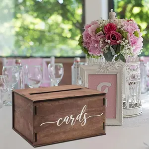 1PC Decorative ornament storage box Organiser Wooden Gift Box, 1 Count Letter Pattern Card Box, Gift Packaging Supplies for Wedding Birthday Party, Party Decoration Supplies