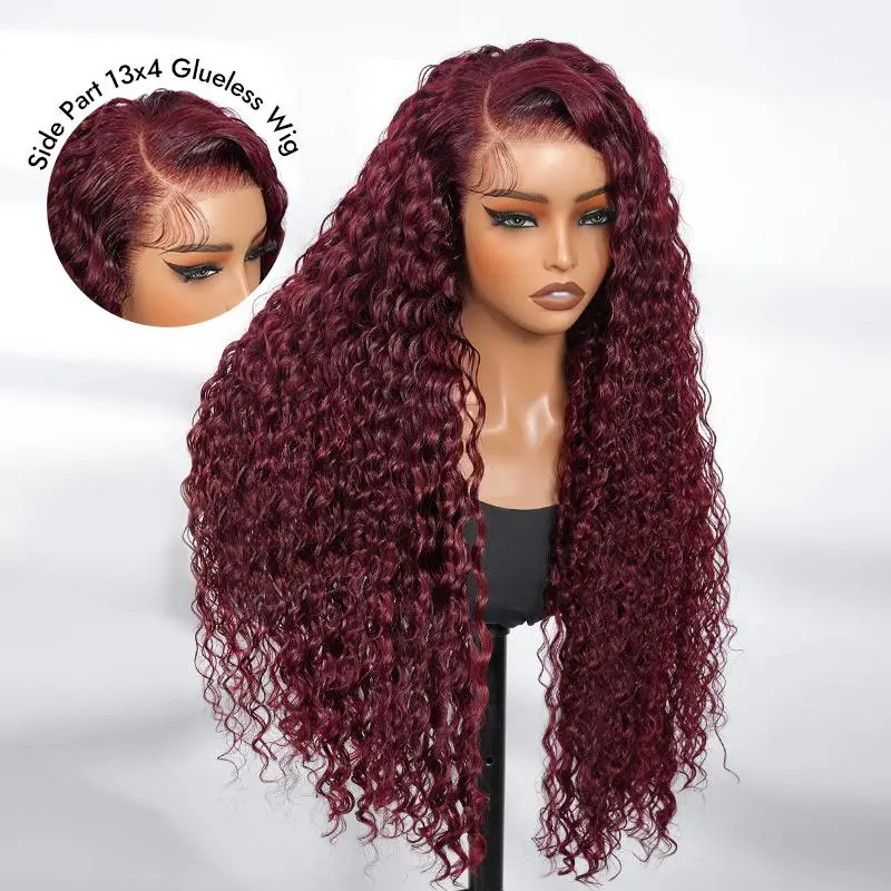 Wiggins Hair Pre-cut 13x4 Deep Wave Cherry Cola Red Color Glueless Wig Frontal Wigs Human Hair