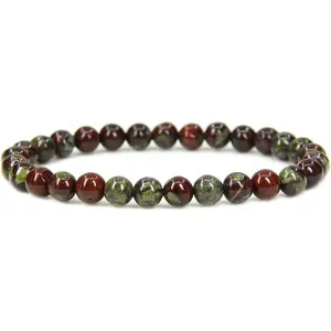 Natural A Grade Dragon Blood Jasper Gemstone 6mm Round Beads Stretch Bracelet 7" Unisex