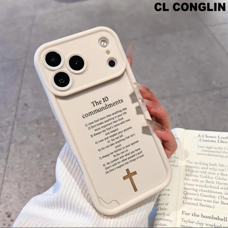 Customized 10 Commandments Smartphone Protector Casing - Slim Soft Silicone, Drop-Proof, Shockproof, Full Camera Coverage, Durable Fit for iPhone 17/16/15/14 Pro Max, 13/12/11 Plus Handheld Device Accessories
