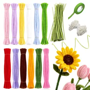 720pcs Pipe Cleaners Flowers Making Kit Arts and Craft, Easy Flower Design Crafting Perfect for Beginners and Experienced Crafters Plush DIY Pipe Cleaner Craft Pack beginner craft diy art Creative Colorful,bouquet accessory,pipe cleaner bouquet