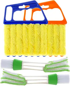 4PCS Window Blind Cleaner Duster, Washable 7 Finger Dust Brush, Air Vent & AC Cleaning Tool, Shutter Blinds Keyboard Dust Remover