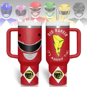 Red Ranger Tumbler with Handle & Straw - 40oz/20oz Travel Mug | Keeps Drinks Cold All Day