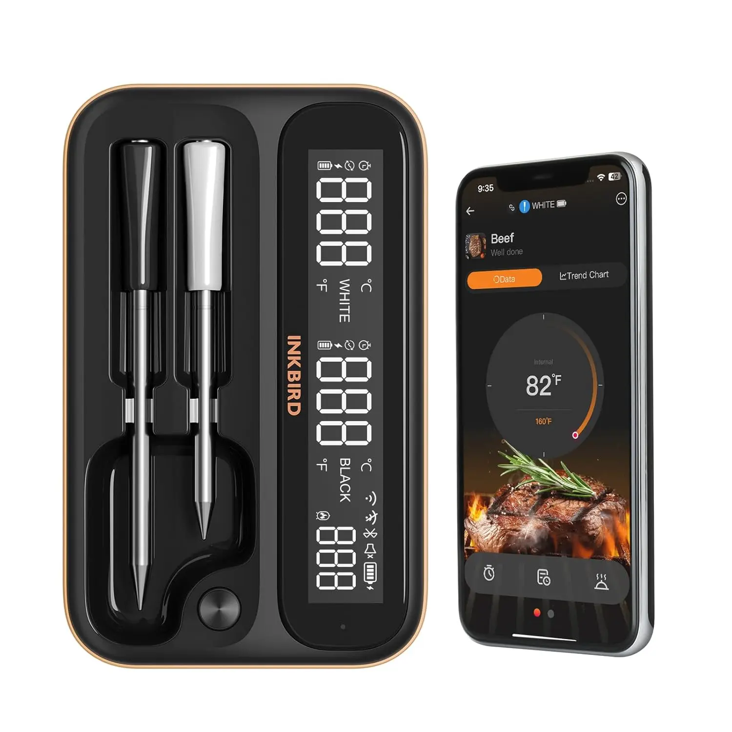 INKBIRD Dual Mode Meat Thermometer Kitchen Gadget with App Syncing,  IP67 Waterproof Stainless Steel Utensil for BBQ Grilling,  Kitchen Gadgets restock,summerwins