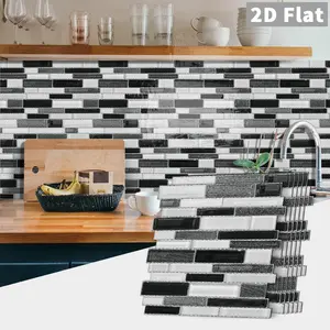 8/16pcs Brick Pattern Marble Backsplash Peel & Stick Decorative Wallpaper - Waterproof, Oil-Resistant,Ideal Choice For Kitchen And Bathroom Splash Proof Panels