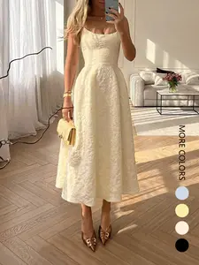 Women's Polka Dot Halter Neck Sexy Vintage Dress, Bohemian Sleeveless Long Slim Fit Summer Holiday Beachwear, Wedding Guest, Party