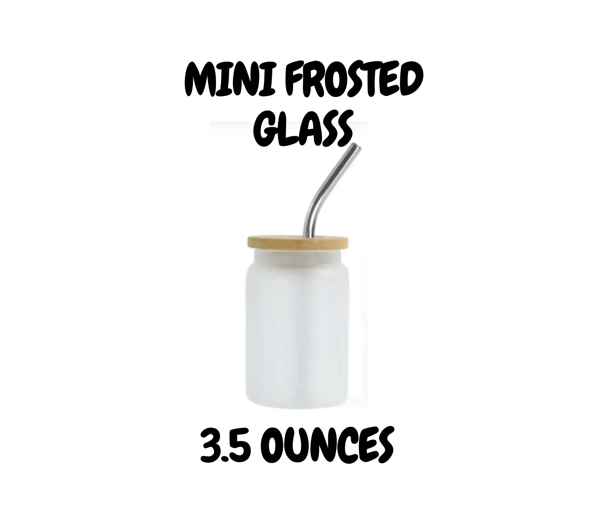 Mini Frosted Glass 3.5 Ounces with Lid & Straw - BPA Free Reusable Washable Portable Drinkware for Small Portions