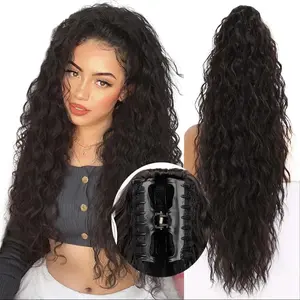 【Flash Sale】SummerVibes AISI HAIR Claw Clip in Ponytail Extension - Wavy Synthetic Hairpiece for Women, 18/22/26/30 Inch for black women Wave Wig Glueless Water Curly