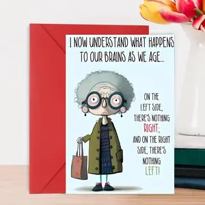 1pc Funny Birthday Card with Envelope - "I Now Understand What Happens to Our Brains as We Age" - Humorous Aging Jokes for &, Memory Loss Humor, Large Print Greeting Card for Grandma & Grandpa Gifts