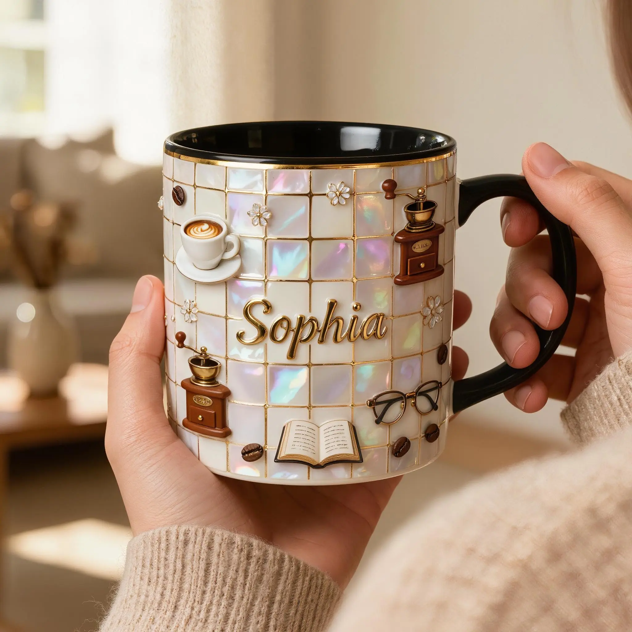 [Custom Name] Personalized Coffee Mug with Name , Custom Latte Lover Cup , Aesthetic Coffee Mug , Barista Gift , Cozy Cafe Style Mug 2D Print 3D Effect 2D print 3D Effect