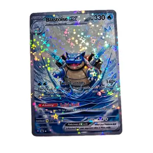 Blastoise ex Stained-Glass Design Edge-to-Edge Star Pattern Holographic Standard Size and English Back Display and Collect Card!