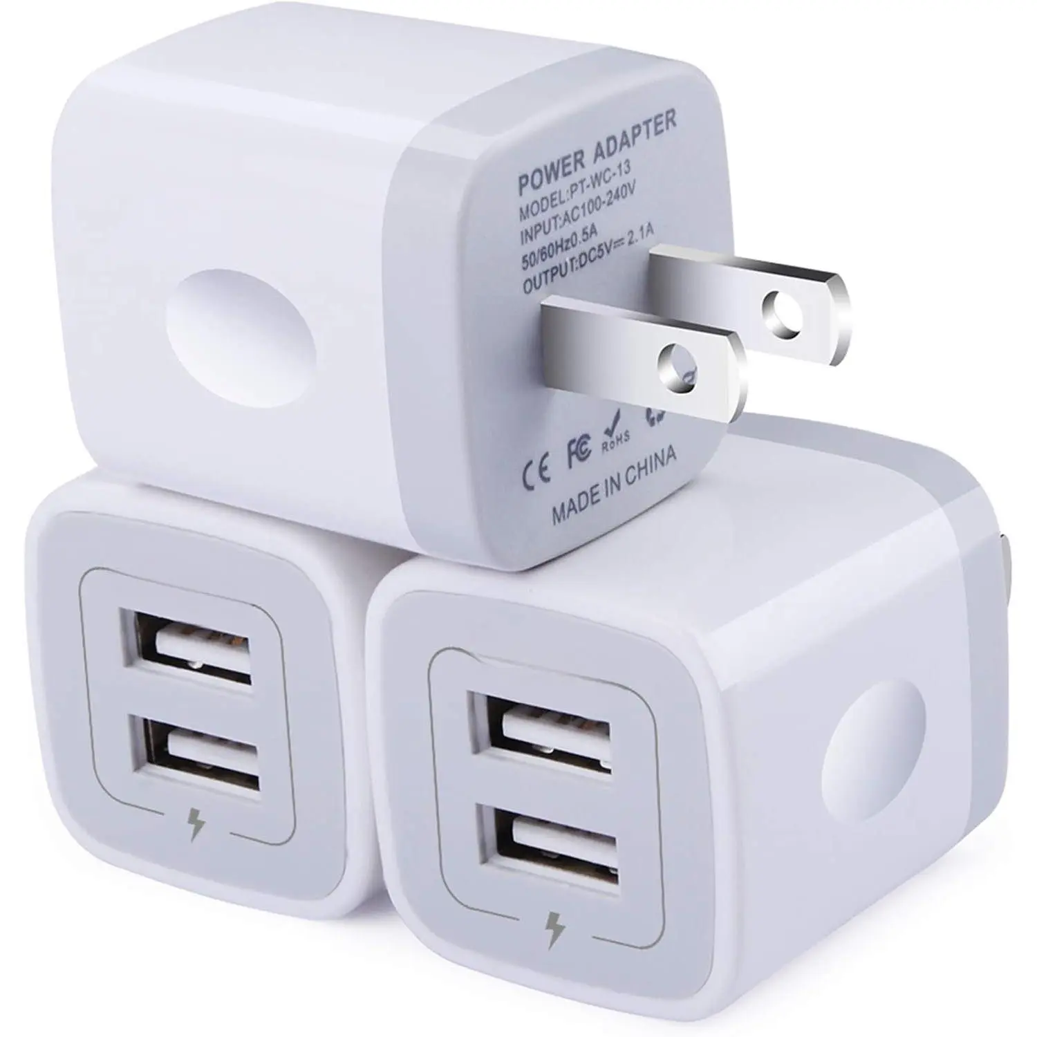 Wall Charger, 3Pack 5V/2.1A  2-Port USB Wall Charger  Travel Plug Power AC Adapter   Block Cube for  15 14 13 12 SE 16Pro Max XS 17 Plus,  Galaxy,  Pixel Box