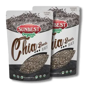 Organic Black Chia Seeds from Sunbest Natural – 32oz (2 pack, 16 oz each) – Non-GMO, Vegan, Kosher – High in Omega-3, Fiber & Protein – Perfect for Smoothies, Baking & Cooking Snack Vitamin