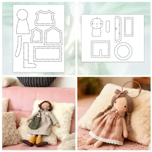 2-Piece Cloth Doll Sewing Template Set, 11.81x11.81 Inch Pet Mould Kit, Reusable Pattern Ruler for Soft Toys, Beginner Sewing Supplies