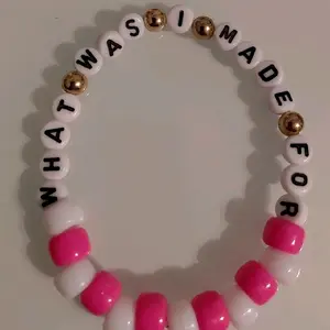 What Was I Made For - Pink and White Beaded Bracelet with Gold Accents