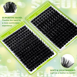 DIY Volume Lash Book, Mega Thick 80D100D/120D150D/150D200D Optinal, Dense Lash Clusters, Dramatic Lash Baddie Look, D Curl, Mixed-Length Individual False Eyelash, Soft & Lightweight Wispy Lash Clusters, Easy DIY Salon Look at Home Long-Lasting Glam