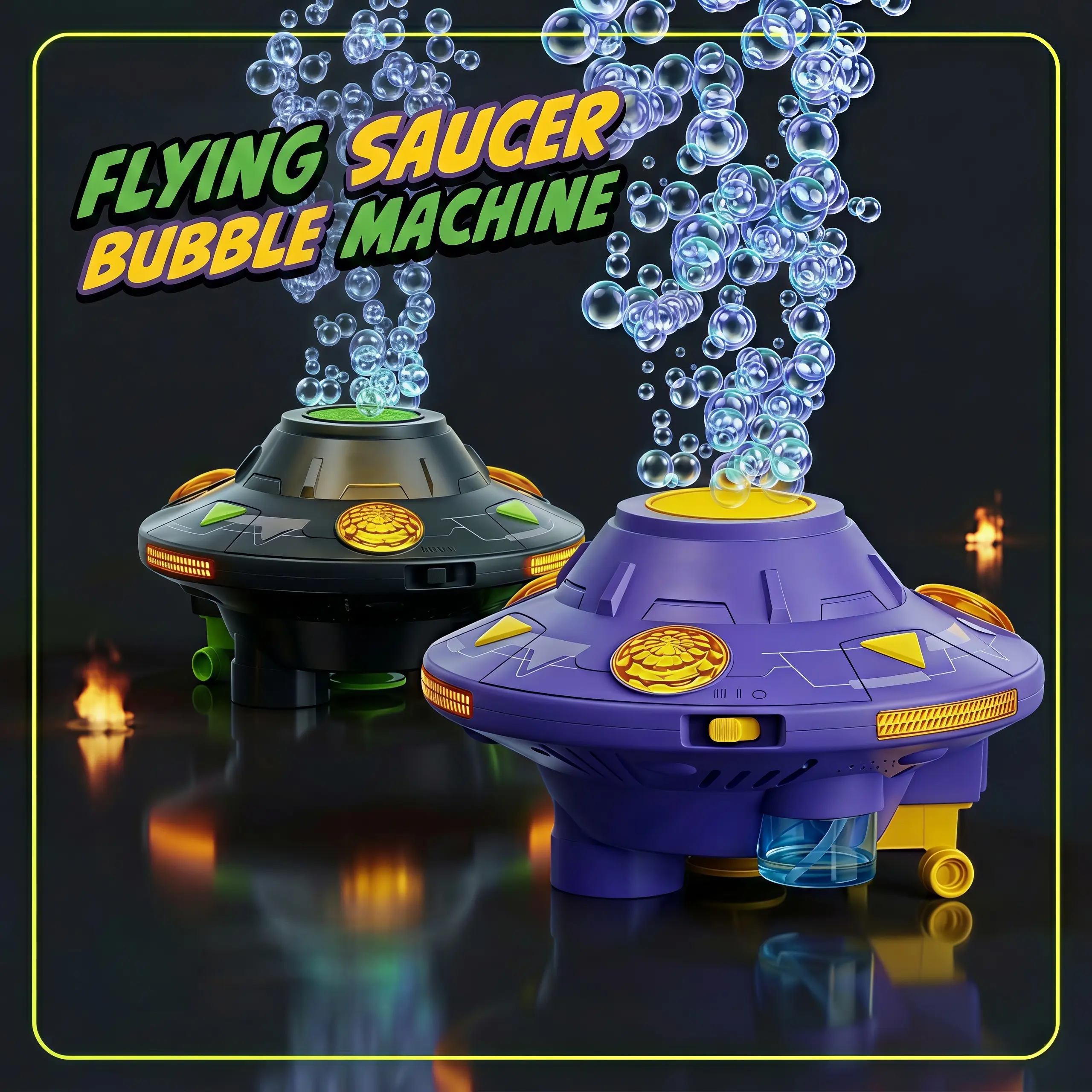 Portable Multifunction Smart UFO Bubble Machine Robot - Obstacle Avoidance, Light-Up Moving, Spinning, Rechargeable Lithium Battery, 5000+ Bubbles/Min Kids Outdoor Toy for Holiday Gifts, Pool Parties (Batteries Included)