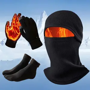 JointlyCreating 3-piece Warm Winter Set - Unisex Windproof Knitted Balaklava Hat & Cycling Fleece Face Mask for Cold Weather Activities