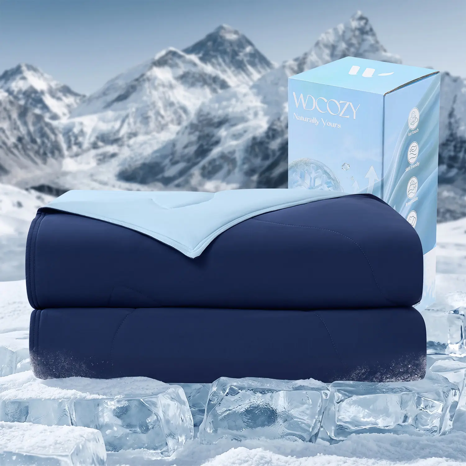 WDCOZY Cooling Comforter Blanket for Hot Sleepers | QMAX>0.4 Instant Cooling, Reversible Lightweight Summer Comforter, & Ultra-soft,Breathable Machine Washable Cooling BlanketTwo Size 90''x90'',106''x90'', Modern, Cooling Fabric