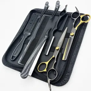 Hair Cutting Scissors Shears Kits, 9Pcs Professional Hairdressing Scissors Set, Stainless Steel Hairdressing Shears Set Professional Thinning Scissors for Slaon Barber and Home