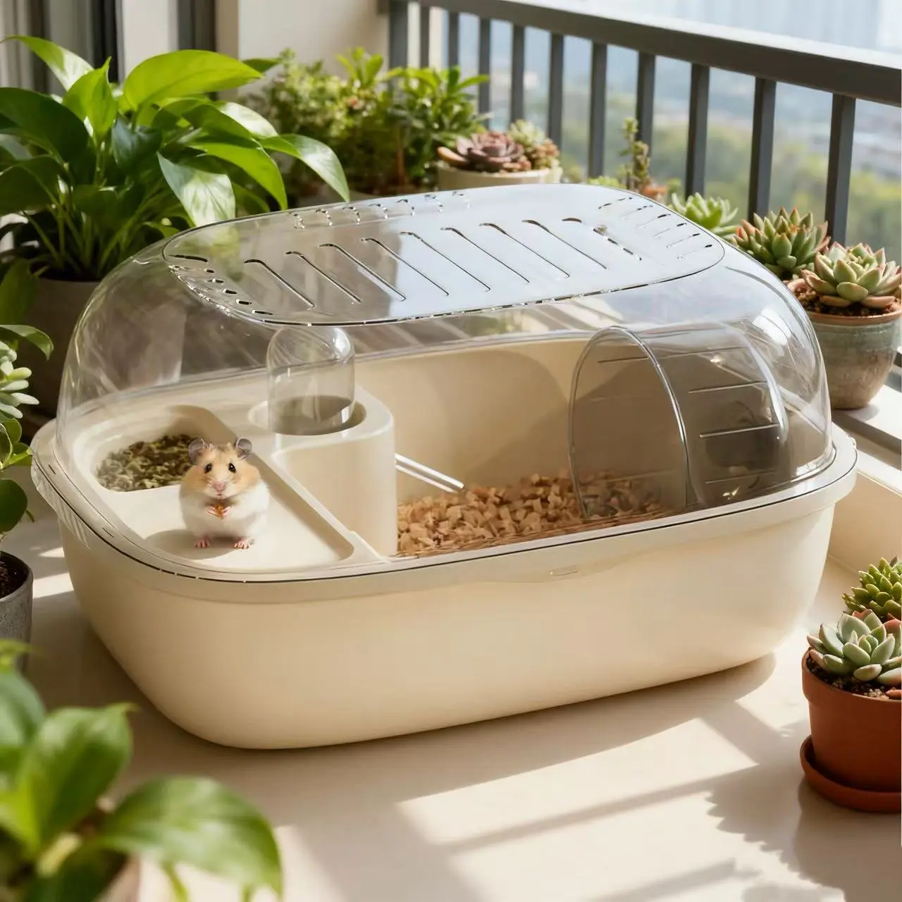 New Hamster Cage, Luxury Acrylic Material, Spacious Comfortable Habitat with Wheel, Ideal Living Space for Small Pets, Animal Enclosure, Proper Hamster Cage