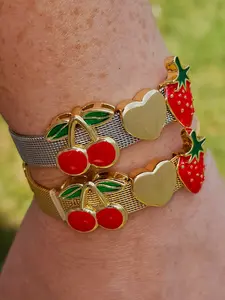 18k gold plated strawberry and cherry bracelets