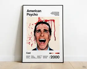 American Psycho (2000) Movie Poster, Patrick Bateman Art Print, Thriller Film Decor