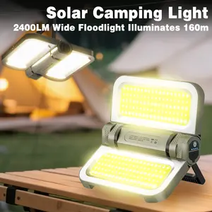 XTAUTO Solar Camping Lights, LED Bright Magnetic Foldable, Battery Powered Bright Camp Lantern, for Backpacking Hiking Tent Power Outage Survival Night Fishing Walking Work