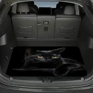 1pc Cute Black Cat Pattern Car Trunk Mat - Printed Design, Suitable for Trucks, Cars, SUVs, Pet-Friendly, Vibrant Trunk Decor, Car Interior Accessory, Keeps Clean and Tidy, Perfect Gift for Valentine's Day, Father's Day, Mother's Day, Truck Accessories