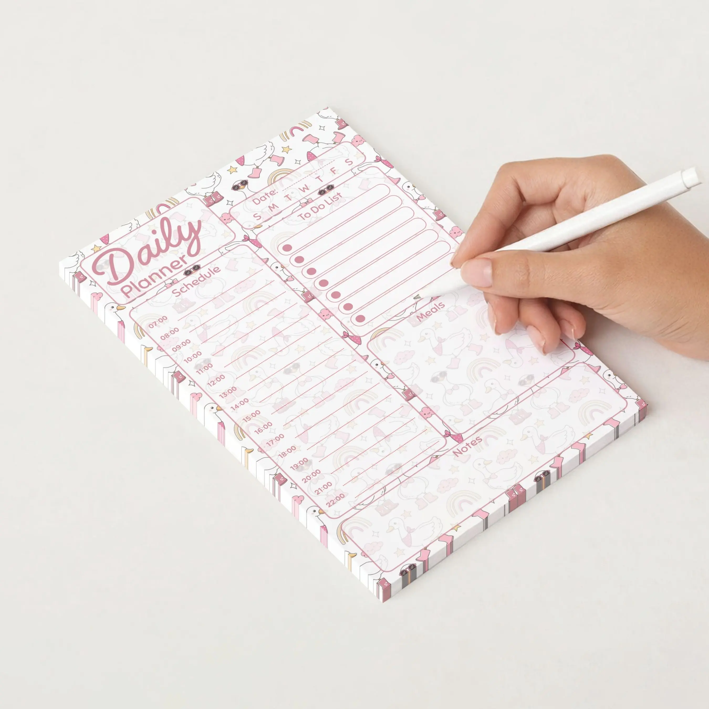 Daily Planner Notepad, 50 Sheets, Not Sticky 5 in x 8 in, Goose Aesthetic Pad