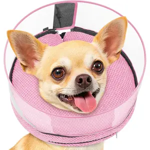 Soft Inflatable Dog Cone for Surgery Recovery, Protective Dog Donut Collar with Shield to Stop Licking Wounds, 2-in-1 Patented Comfort Blow-Up Collar for Small Pets Pink S