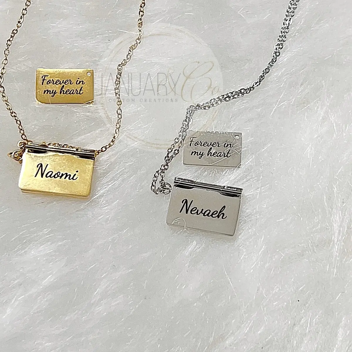 Personalized Stainless Steel Engraved Keepsake Love Letter Envelope Necklace