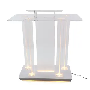 Fixturedisplays® Lighted Led Podium Acrylic Pulpit Wood Deluxe Lectern 39.4 X 17.7 X 43" Churches Synagogue Temple Event Debate 21061-NF