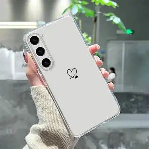 Sketch Love High-end Pattern Suitable for Samsung Series S21U/S22/S22U/S23/S23+/S23U and S24 Series A15/A35(5G)/A55(5G)/A25(5G) Latest S25 Series Overwhelming Personality Creative New Full Package Anti-fall Mobile Phone Case Transparent
