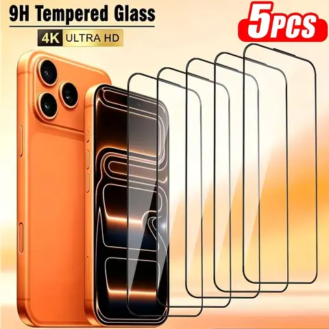 Set of 5 Full Coverage HD Glass Screen Protectors - Super9D Tempered Glass, Designed for Compatibility with for iPhone 18 Pro Max, 17 Pro Max, 17, 17 Pro, 16 Pro Max, 16, 15 Pro Max, 14 Plus, 13, 12, And 11 Pro Max,XsMax,XR