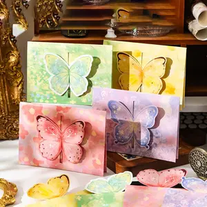 16pcs 3D Butterfly Greeting Cards, Vibrant Colors & Soft Design, Premium Paper for Handwritten Invitations, Weddings, Valentine's Day, Birthdays, Versatile Card