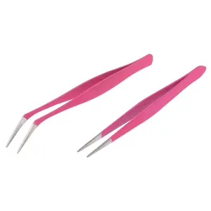 2pcs Stainless Steel Nail Tools Eyelash Extension Tweezers Nippers Pointed Clip