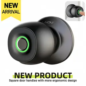 LNDU Smart Keyless Entry Door Knob with Fingerprint & APP Control, 3 Working Modes (Auto-Lock/Privacy/Passage), 0.3s Fast Unlock, 100 Fingerprints, Type-C Emergency Charging for Home & Office