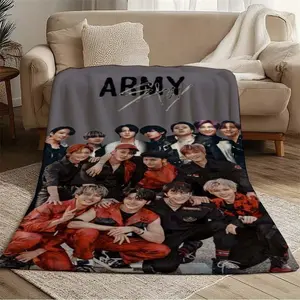 Printed Flannel Blanket - Featuring creative themed patterns, this thick, ultra-soft flannel blanket is warm in winter and suitable for all seasons. It has a wide range of uses, serving as a nap blanket, sofa blanket, and a cozy companion for the office,