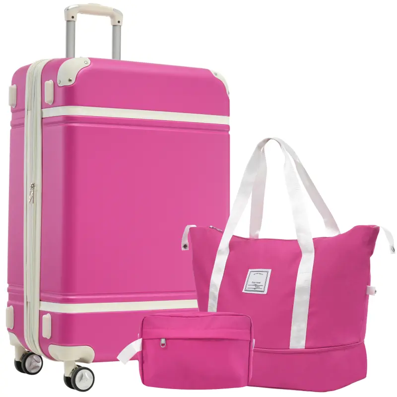 Single retro suitcase 28 inches, hard shell suitcase with bag, lightweight suitcase with double rotating wheel TSA lock, high safety performance, durable, no shortcomings, perfect boarding size