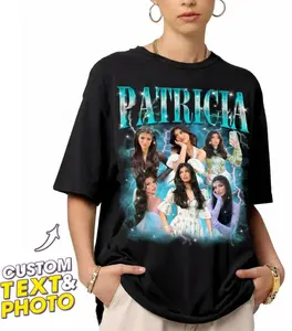 BARLEY ONE Custom-Made Oversized Black T-Shirt (Unisex) 100% Premium Cotton The Perfect Gift |Mother's Day|Birthday Parties|Fan Support Send 5 photos and your name via the service chat window to customize your shirt