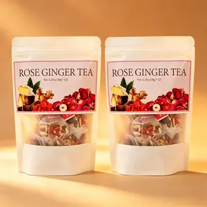 Swap Your Coffee for This, 24 Bags. Rose Ginger Tea with Red Ginseng, Brown Sugar, Goji Berry & Licorice. Naturally Warming and Caffeine Free. No Jitters, Just a Gentle Energy Lift from Traditional Herbs. Perfect for Afternoon.