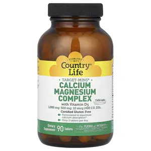 Country Life Target-Mins, Calcium Magnesium Complex with Vitamin D3, 90 Tablets