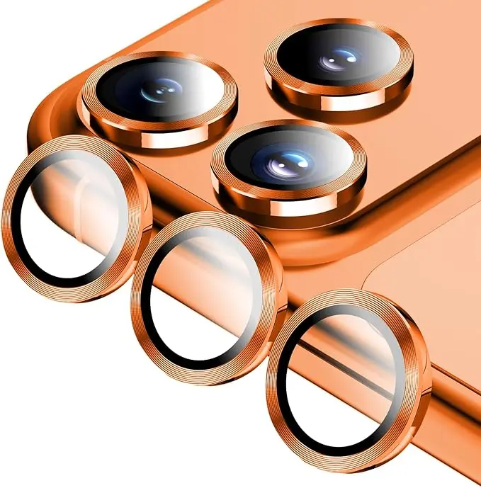 9H tempered glass lens protection film, high-definition transparent camera lens cover, metal ring lens protector, used to prevent water, oil stains and dust from damaging the lens, suitable for iPhone 17/iPhone 17 Pro/iPhone 17 Pro Max/iPhone 17 AIR
