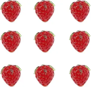 10pcs Red Strawberry Lampwork Cute Fruit Spacer Beads for DIY Earring Necklace Supplies