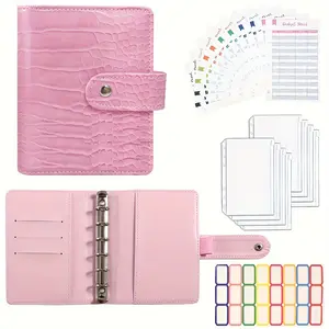 A7 Alligator Budget Binder with Zipped Envelopes - Cash Filled Envelope System, Mini Money Storage Bag, with Pockets, Paper and Stickers, Office Organizer, Office Stationery Supplies