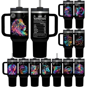 Zodiac-themed insulated mug, 1 Count customizable with name, 40 oz stainless steel double-walled vacuum insulated mug, unisex zodiac-themed gift, drinking vessel, insulated mug, vacuum insulated bottle, sports water bottle, bottled, portable, mug.