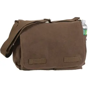 Brown - Vintage Canvas Messenger Bag Heavy-Duty Cotton Canvas Crossbody Shoulder Bag